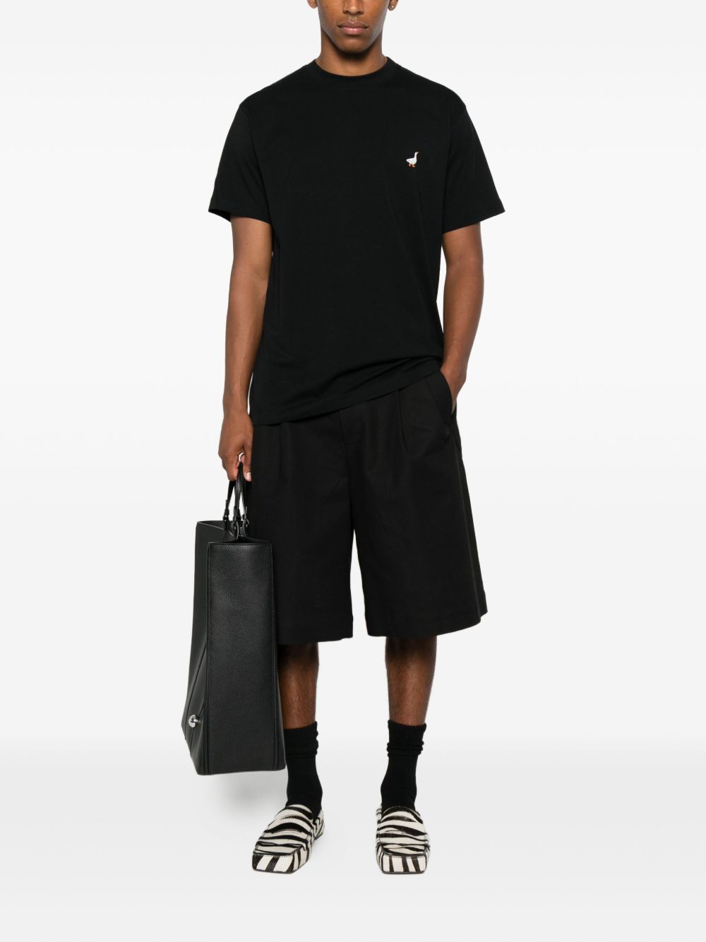 Cotton T-Shirt with Embroidered Goose Detail