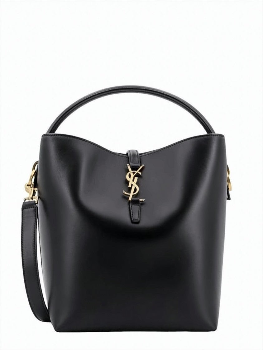 Structured Black Leather Shoulder Bag