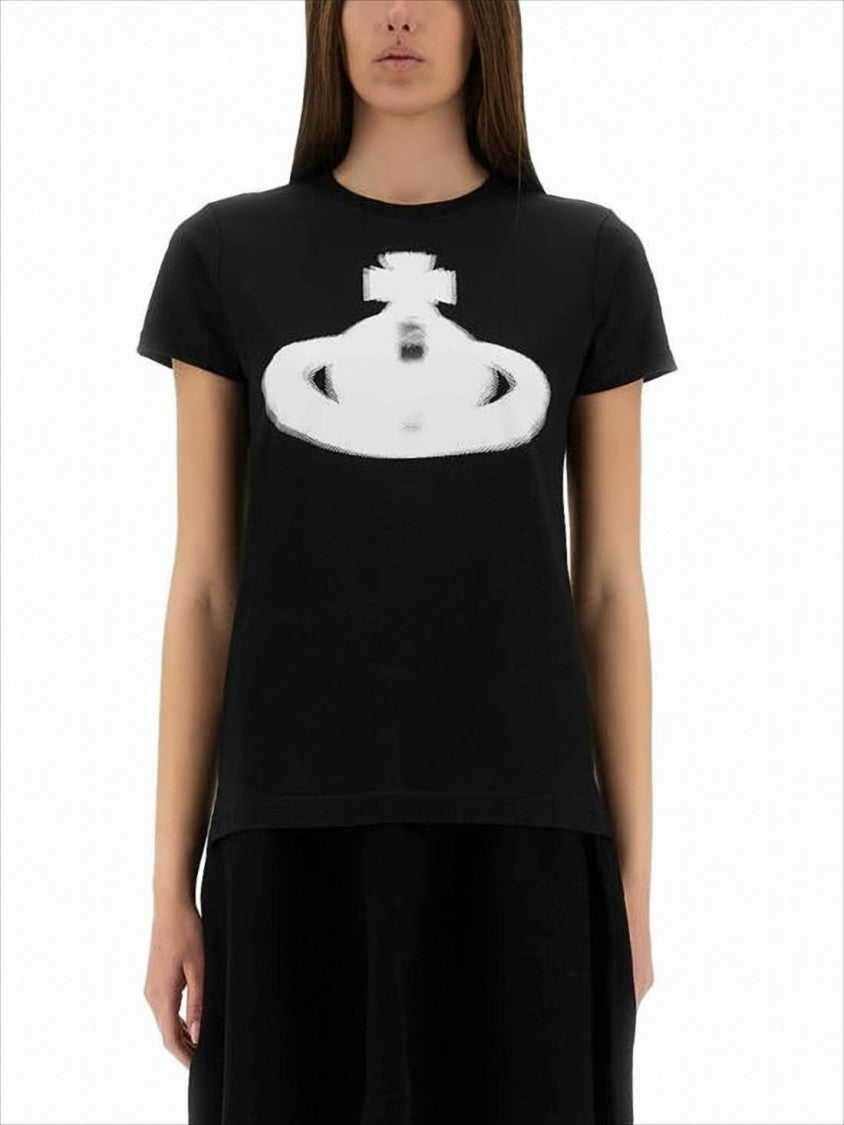 Black Cotton T-Shirt with Bold Graphic Emblem