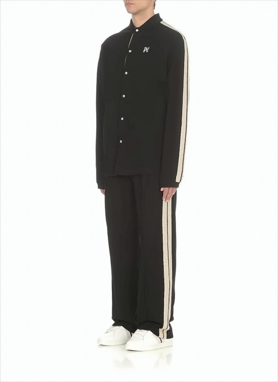 Contrasting Stripe Cotton Jacket with Classic Collar