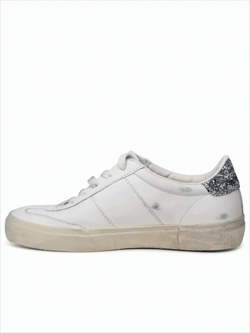 Low-Top Distressed Sneakers With Glittery Heel Tab