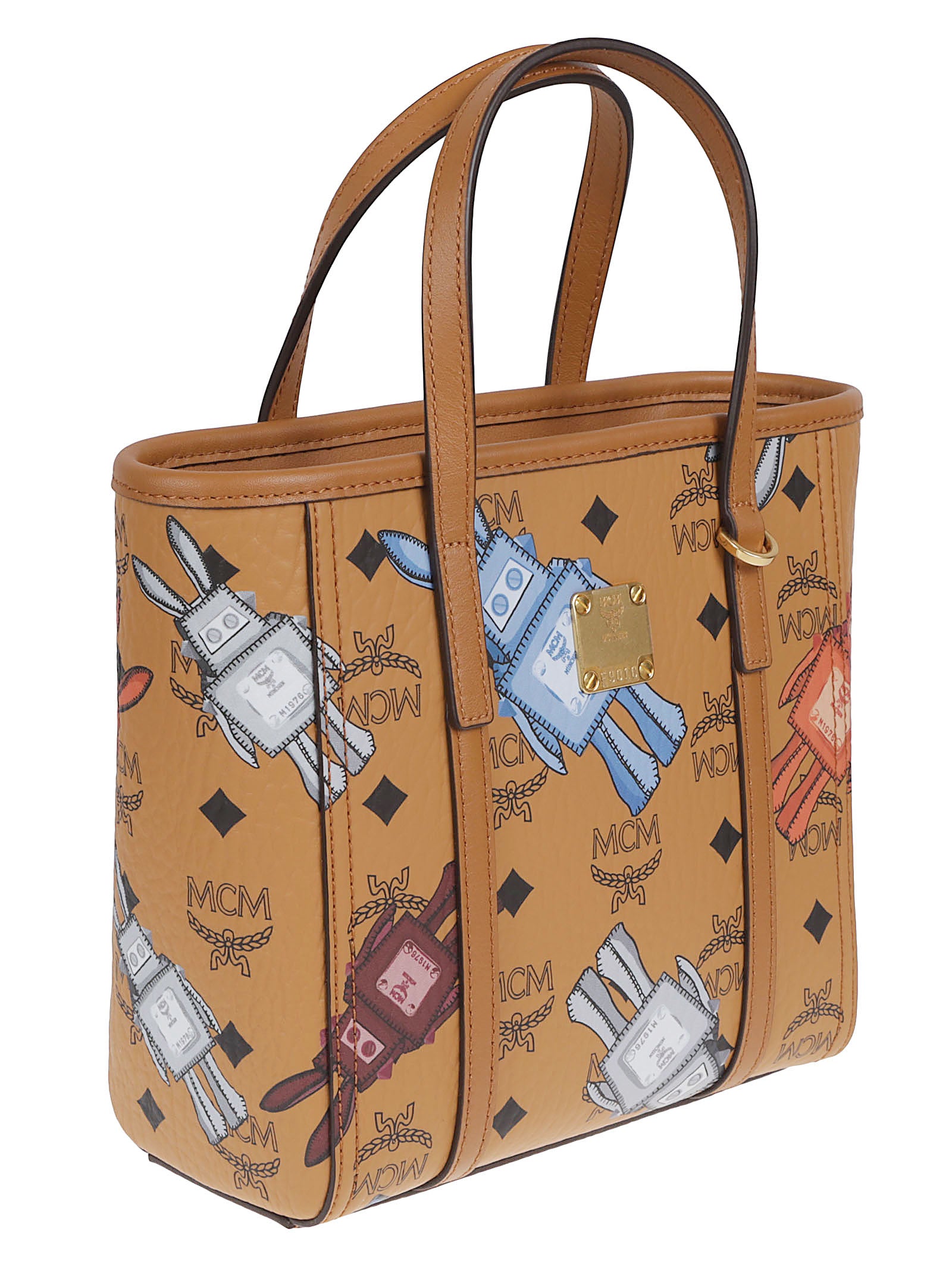 Coated Canvas Handbag with Playful Logo Print and Leather Accents