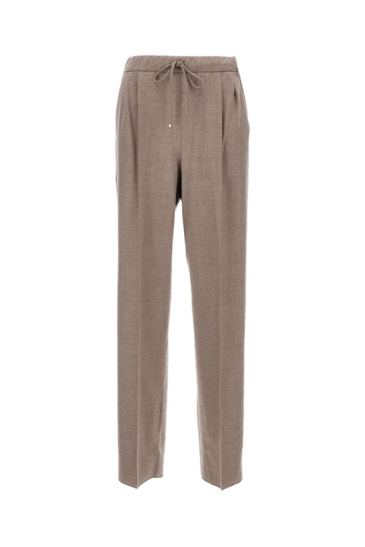 Soft-Cut Trousers With Pleats And Drawstring Waist
