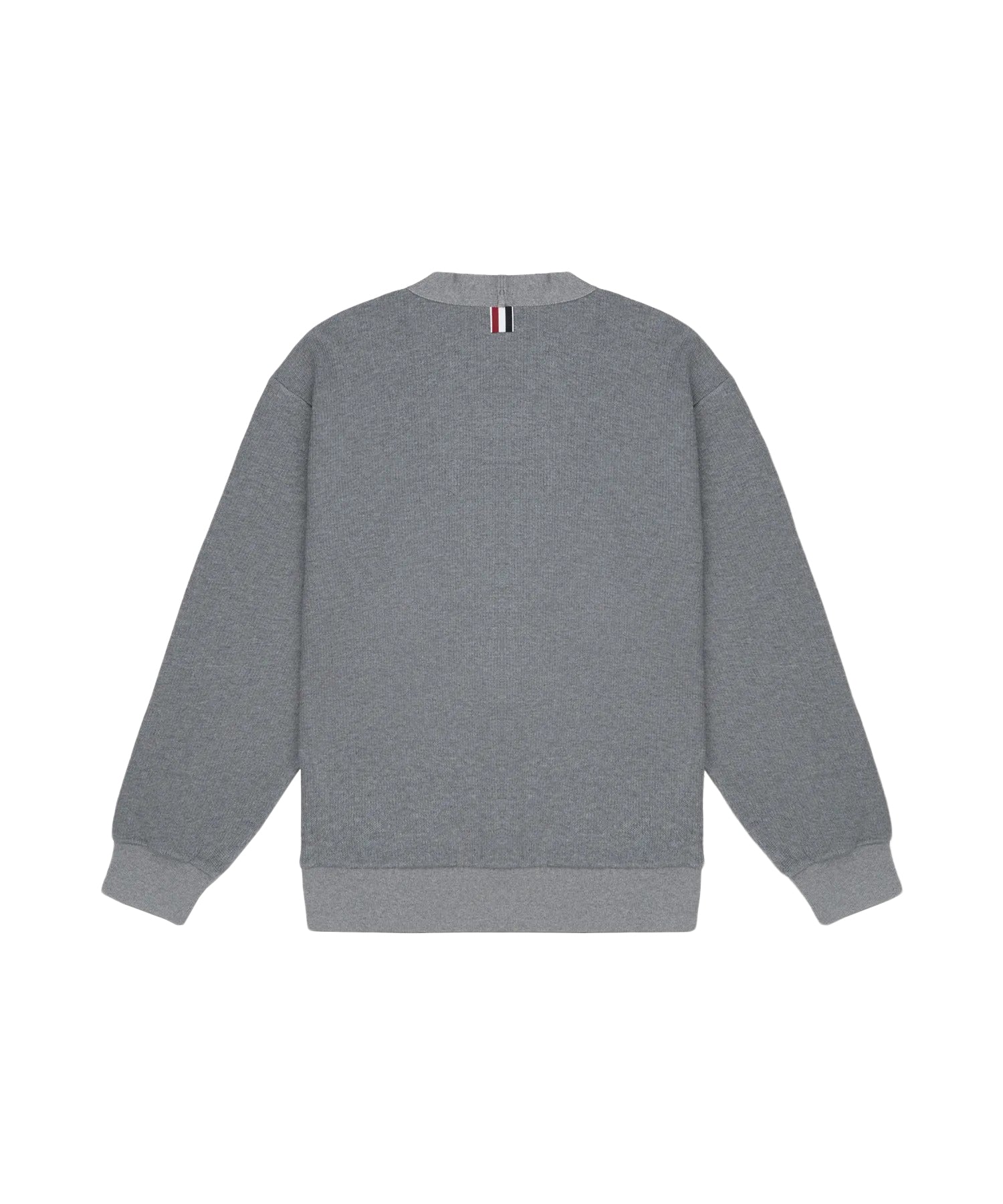Grey Knit Cardigan with V-Neckline and Button-Down Front