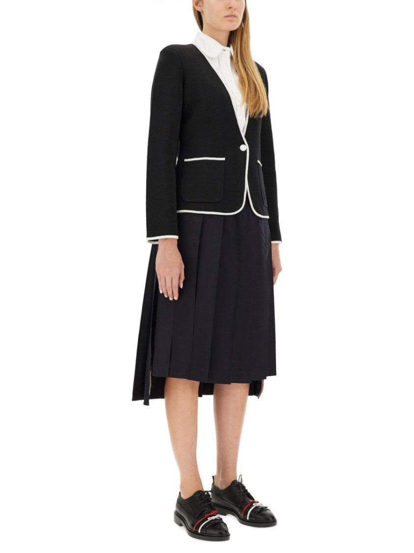 Single-Breasted Collarless Jacket