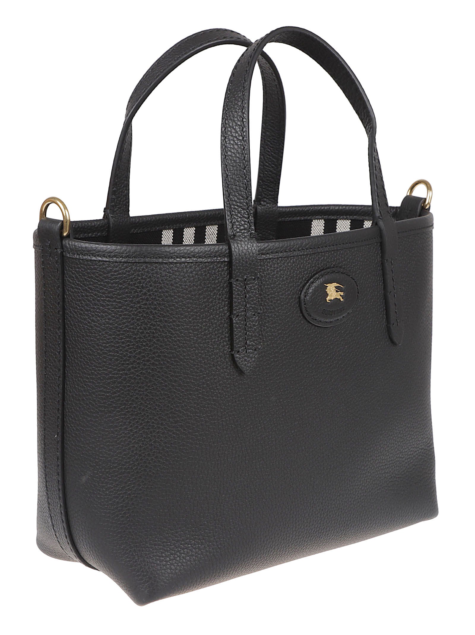 Reversible Handheld Bag in Textured Calf Leather
