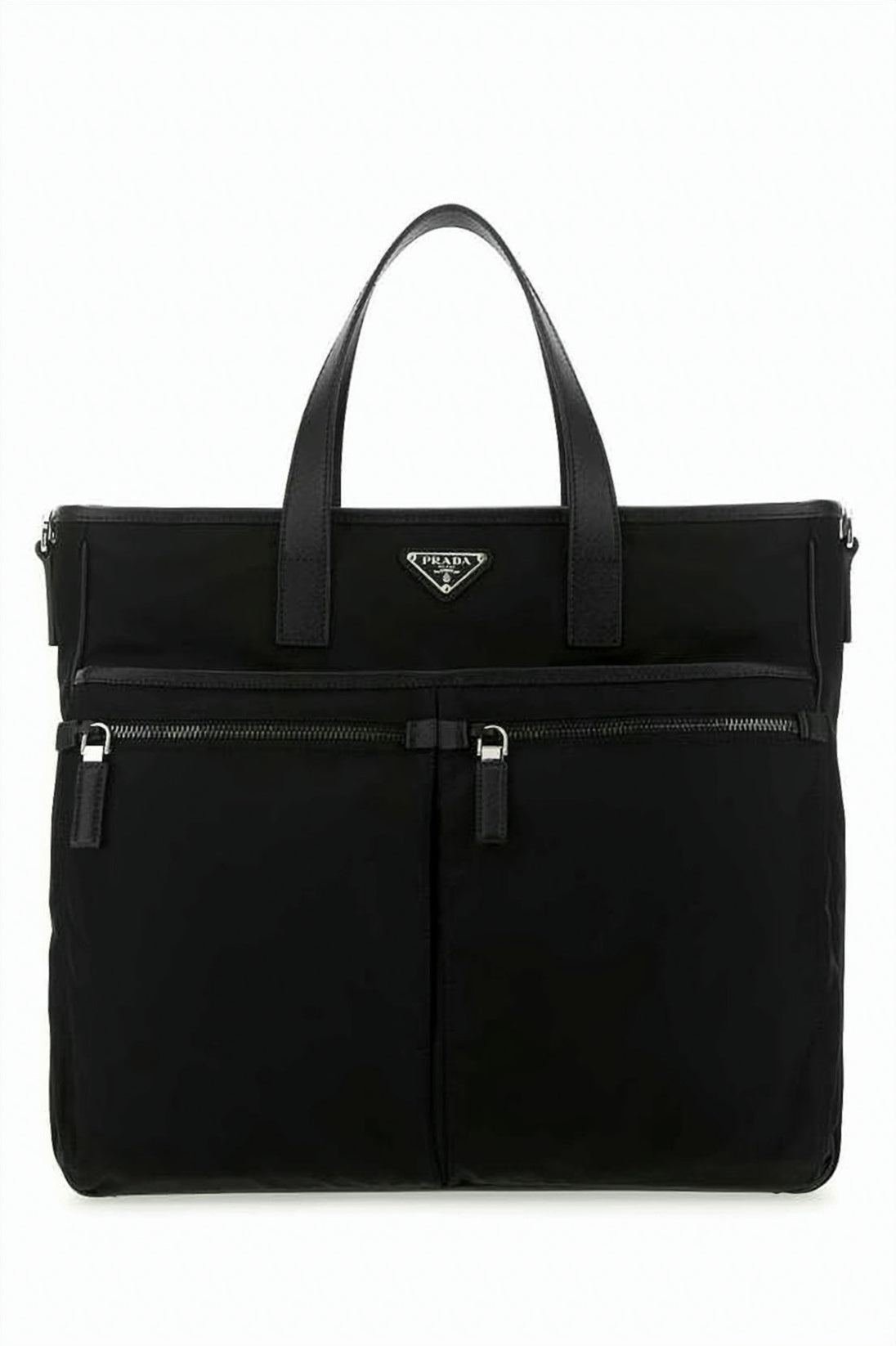 Smooth Nylon Tote Bag with Leather Accents