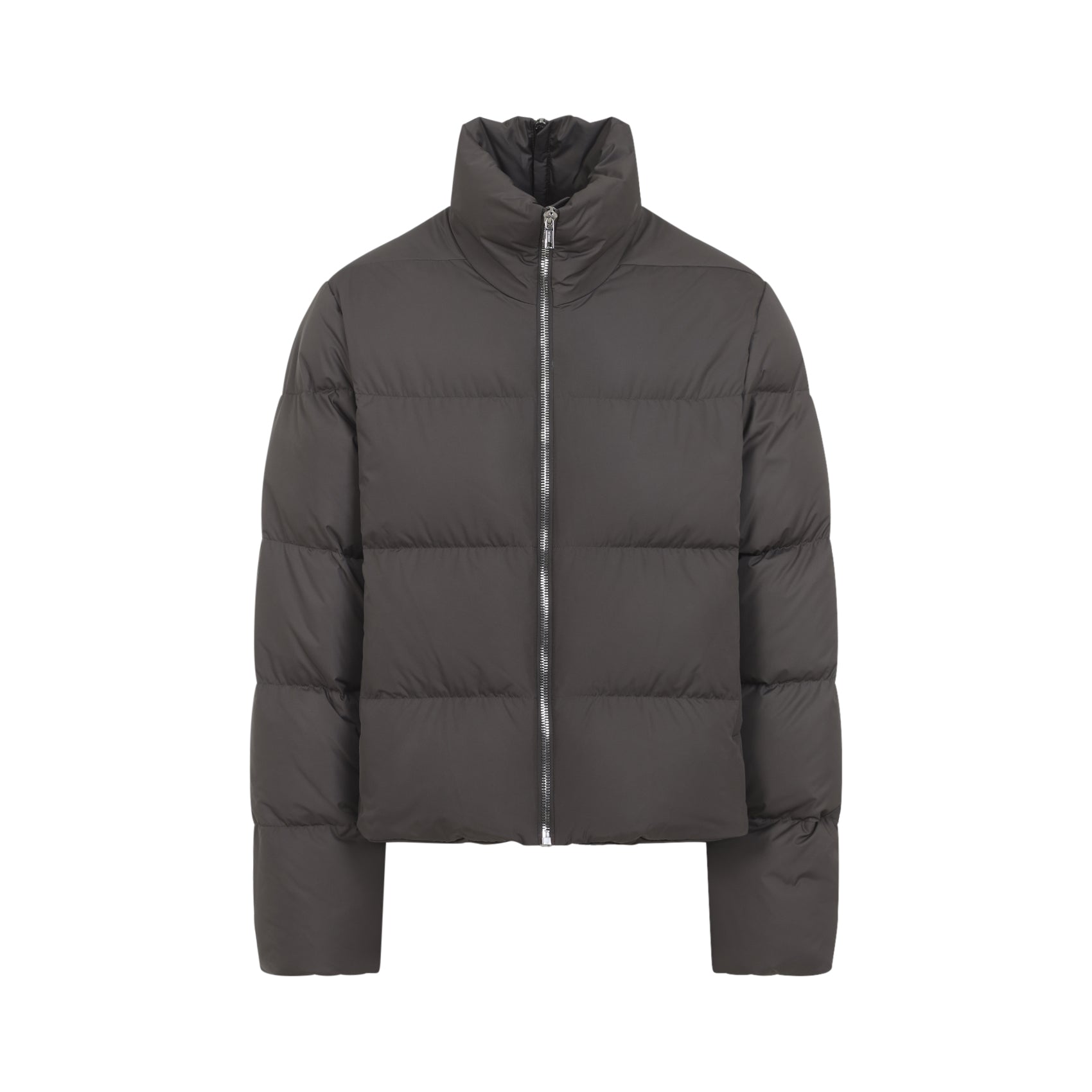 Oversized Grey Down-Filled Cyclopic Jacket With High Collar