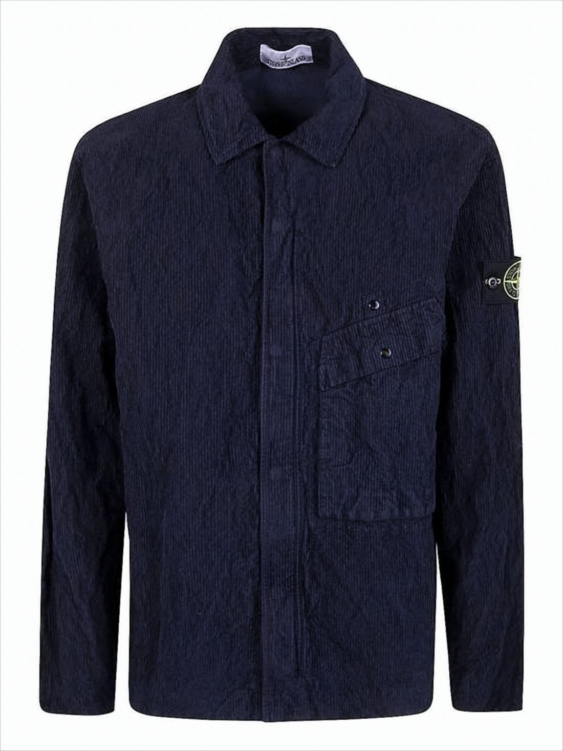 Textured Corduroy Overshirt with Structured Collar