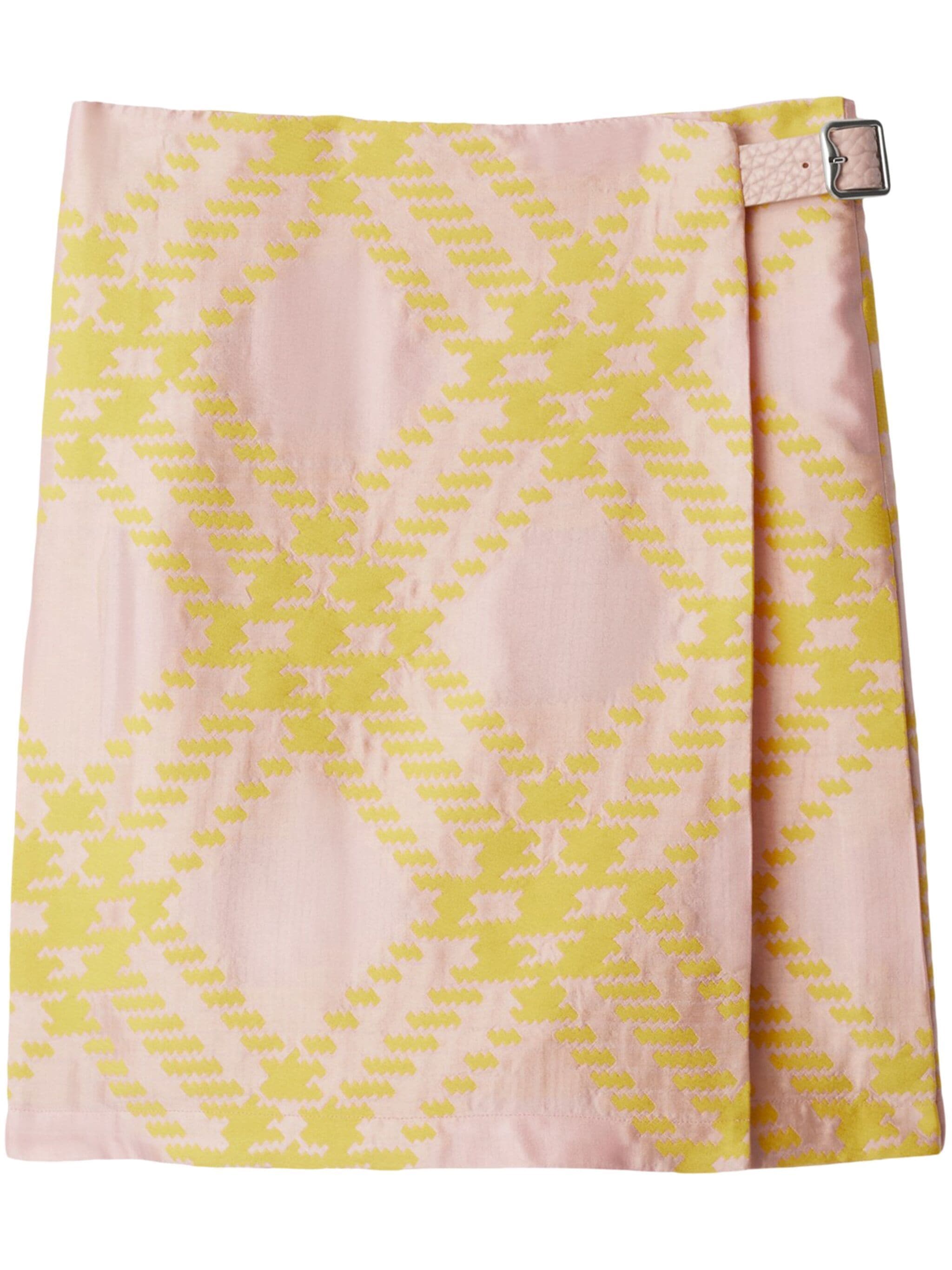 Check Jacquard Silk Cotton Kilt