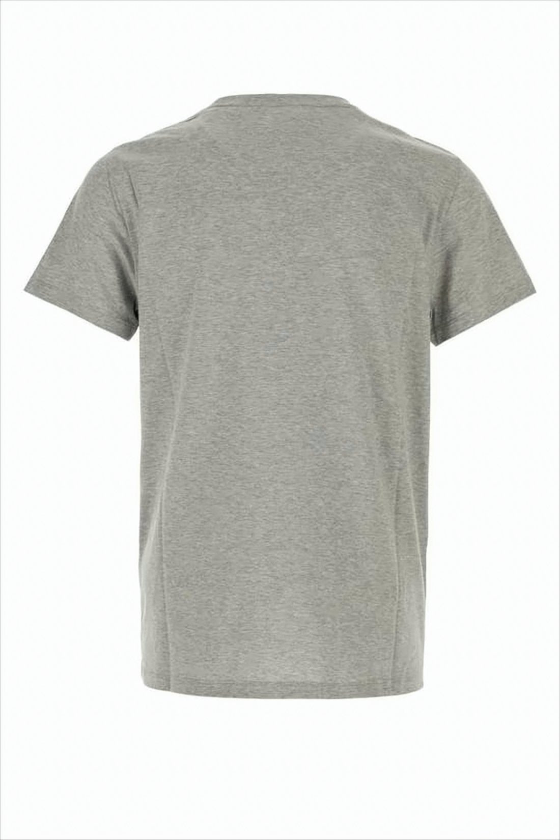 Short-Sleeved Grey Cotton T-Shirt with Design