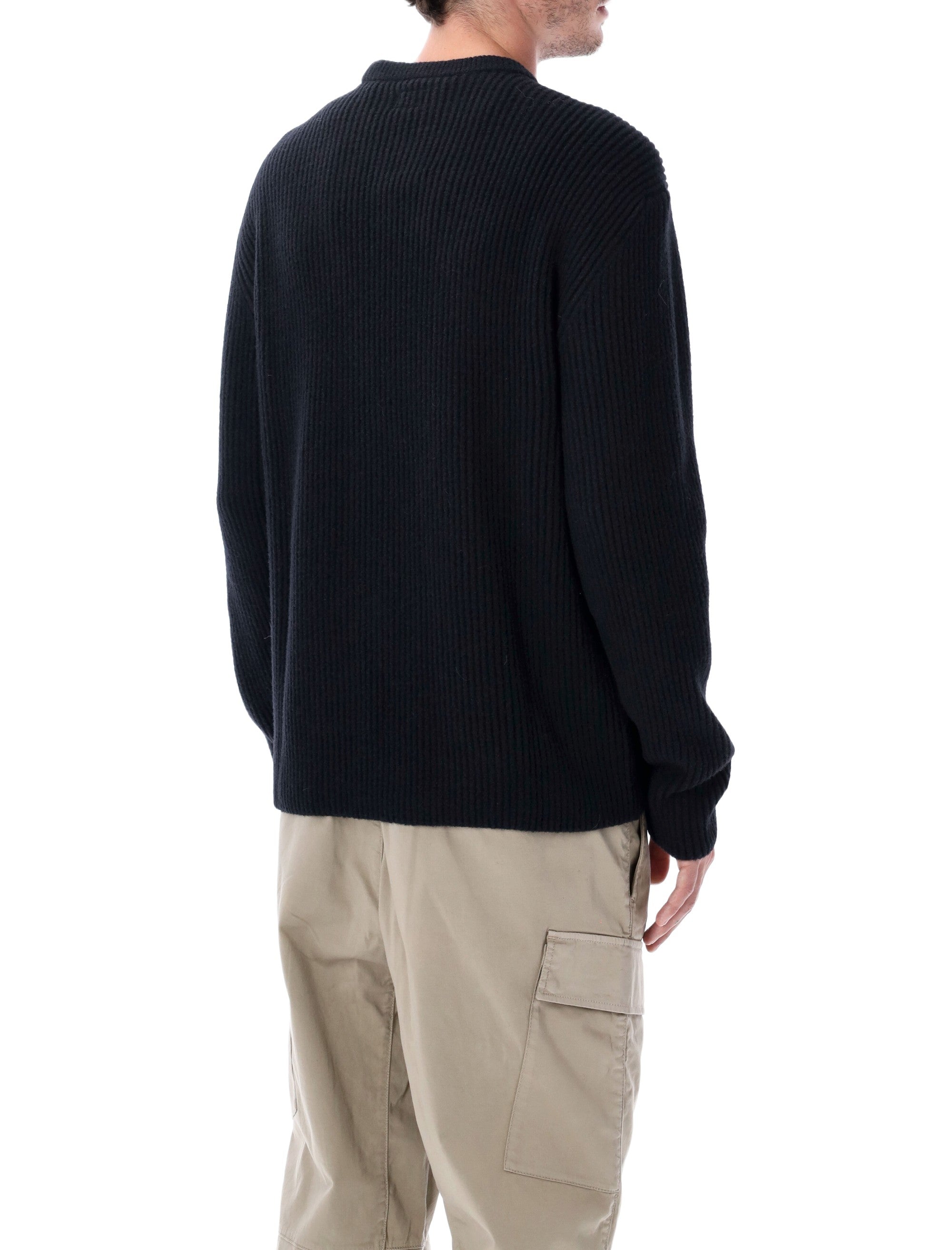 Wool Blend Ribbed Crewneck Sweater