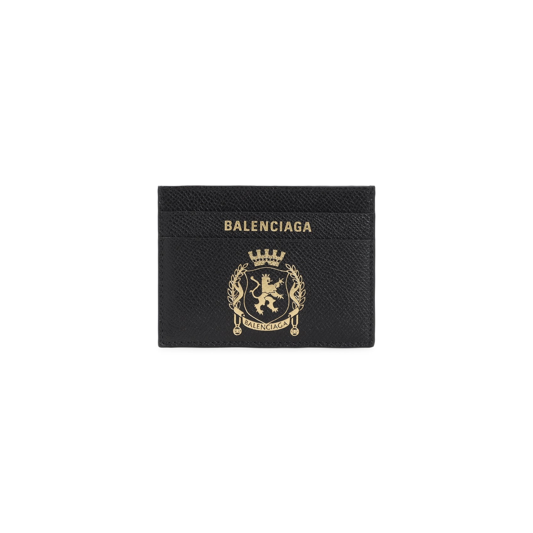 Compact Black Grained Leather Wallet