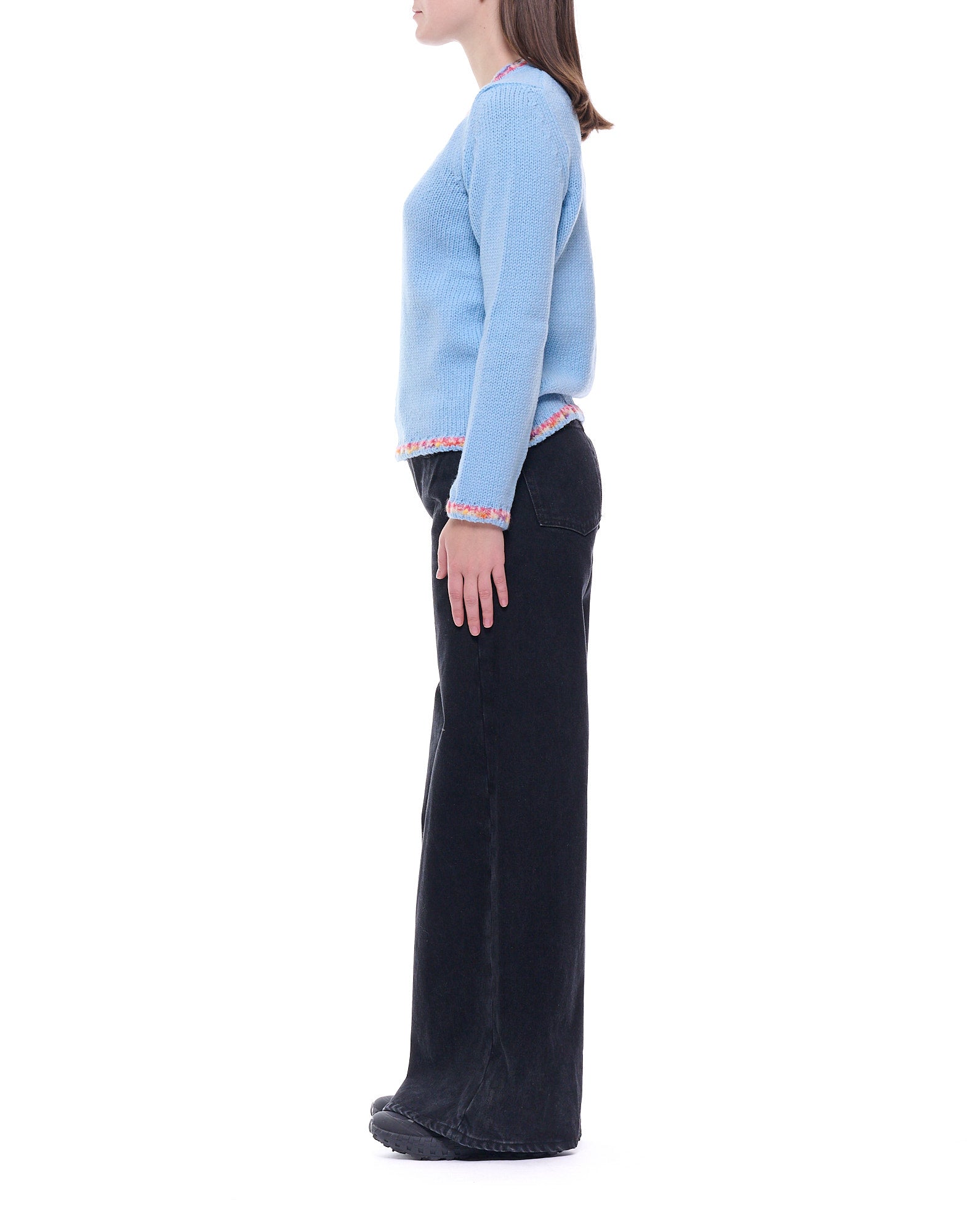 Light Blue Round-Neck Wool Sweater