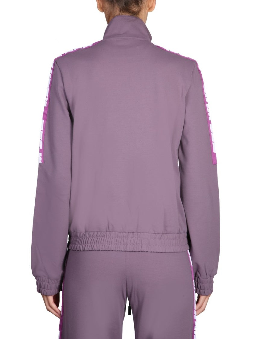 High Collar Sweatshirt With Logo Bands