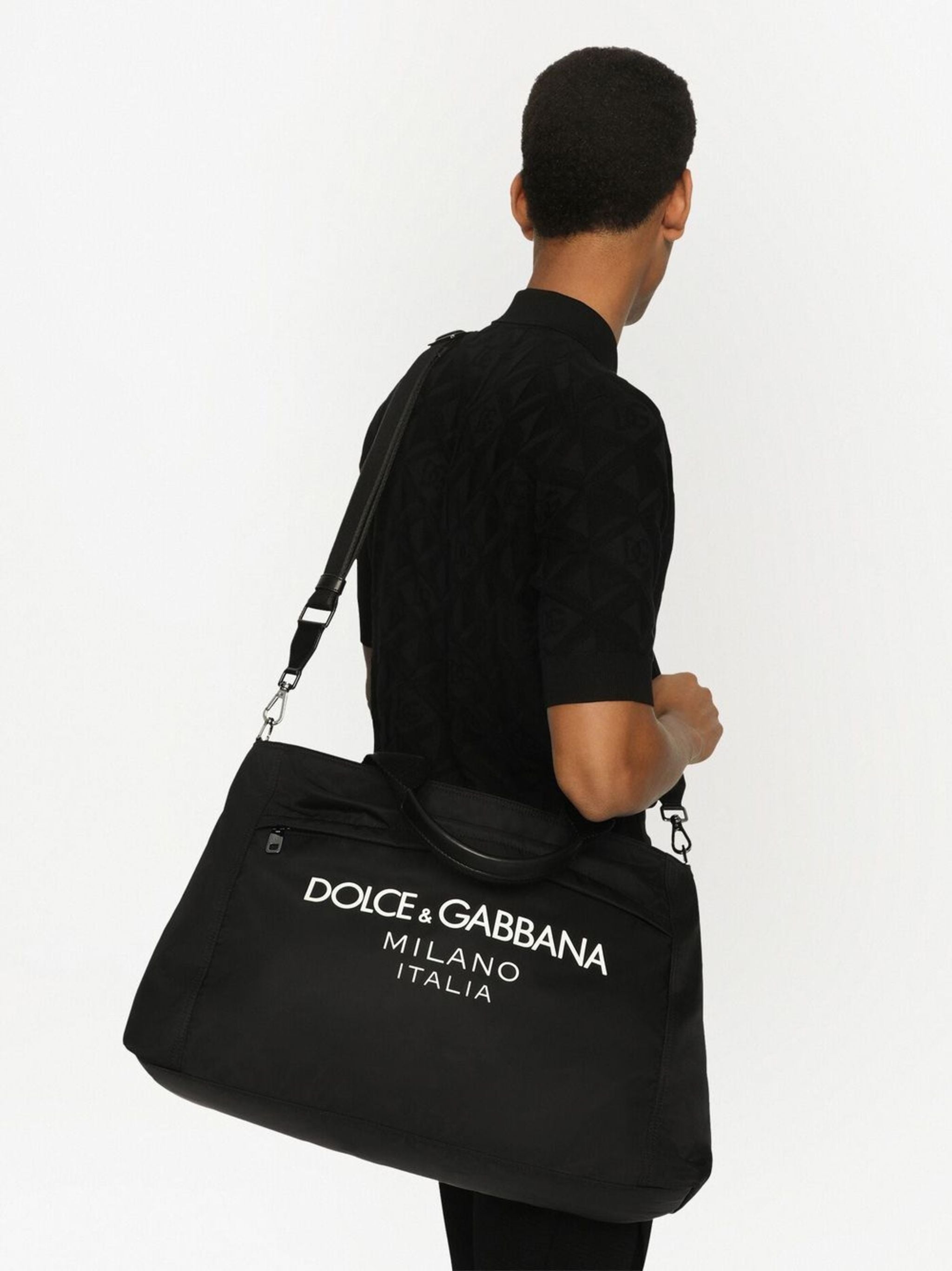 Black Shopping Nylon Duffle Bag