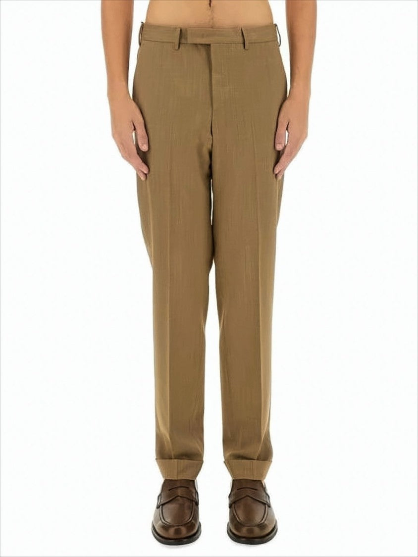 Tailored Brown Suit Pants With Straight-Leg Silhouette