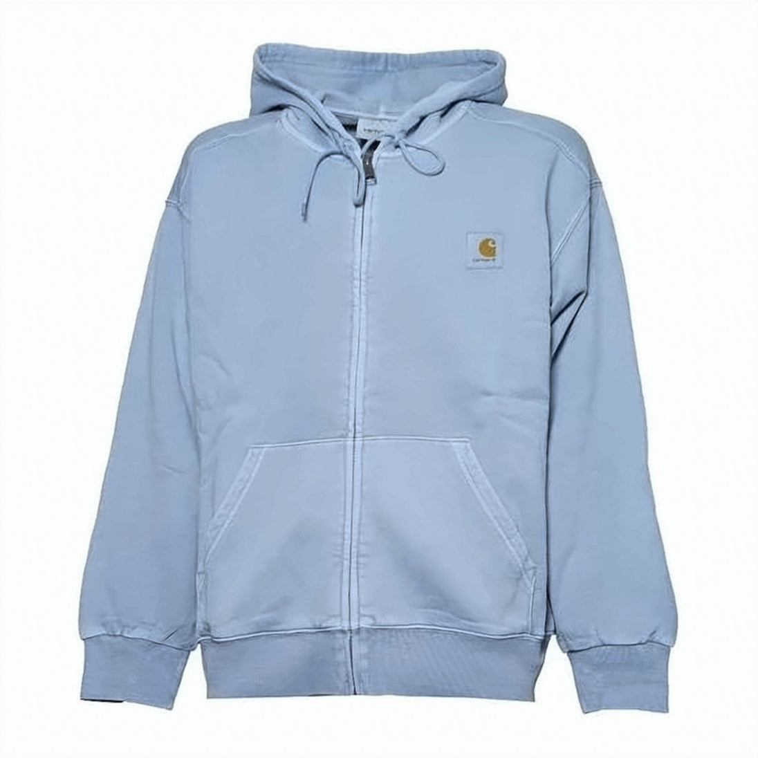 Light Blue Zip-Up Hoodie with Drawstring Hood