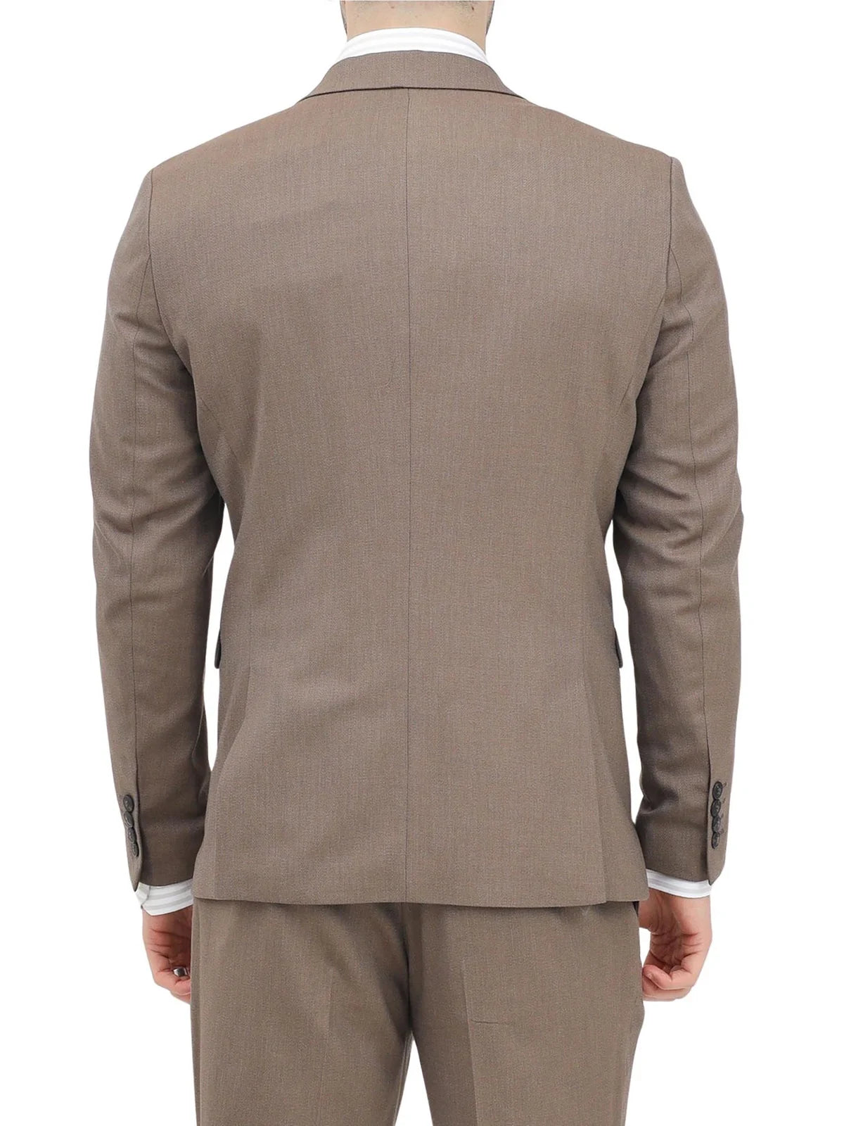 Brown Polyester Wool Viscose Slim Jacket