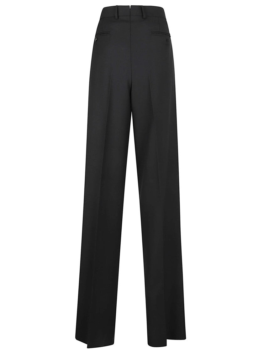Pleated Front Straight Leg Wool Trousers