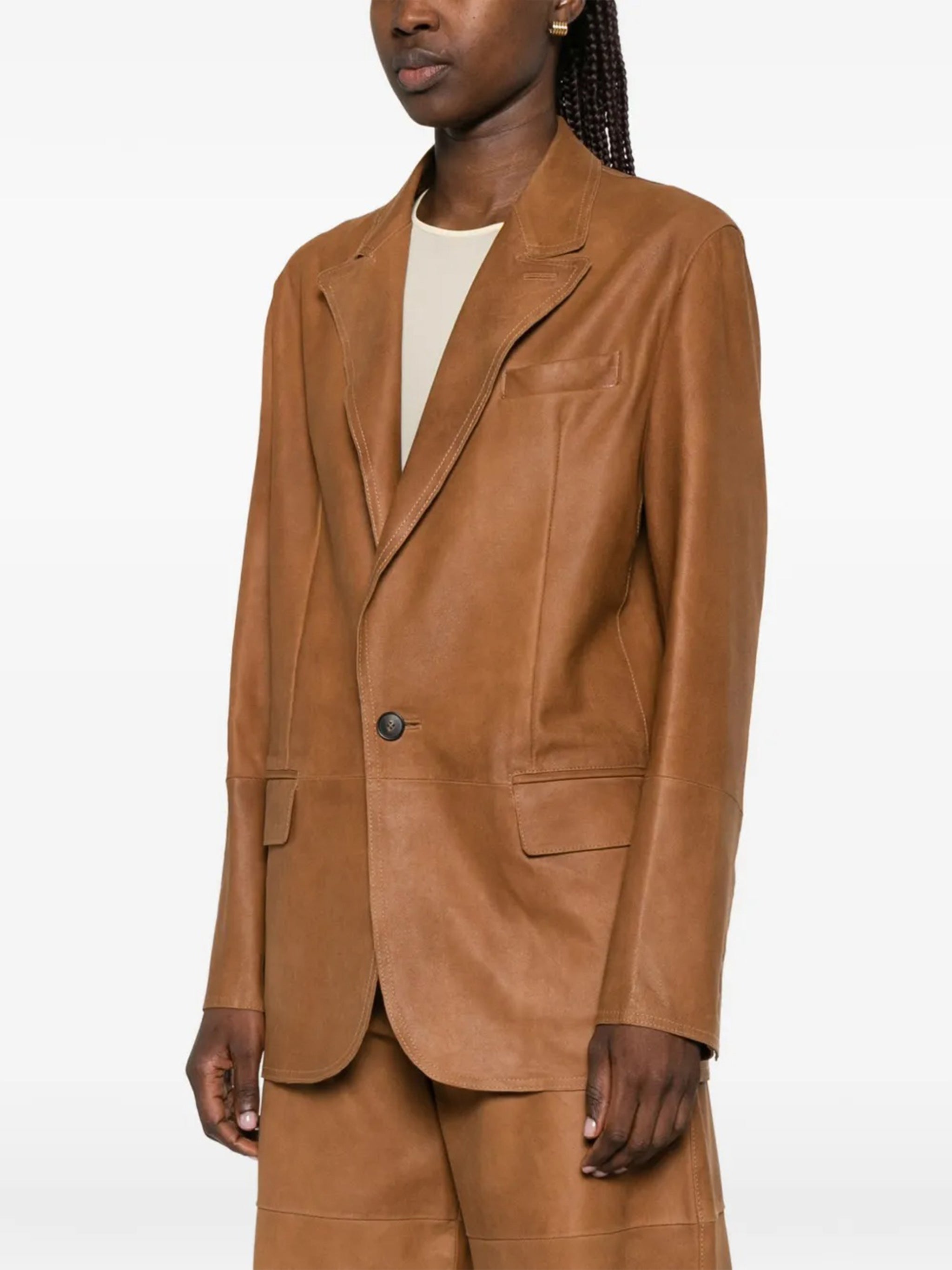 Brown Golde Tailored Structured Polyester Jacket