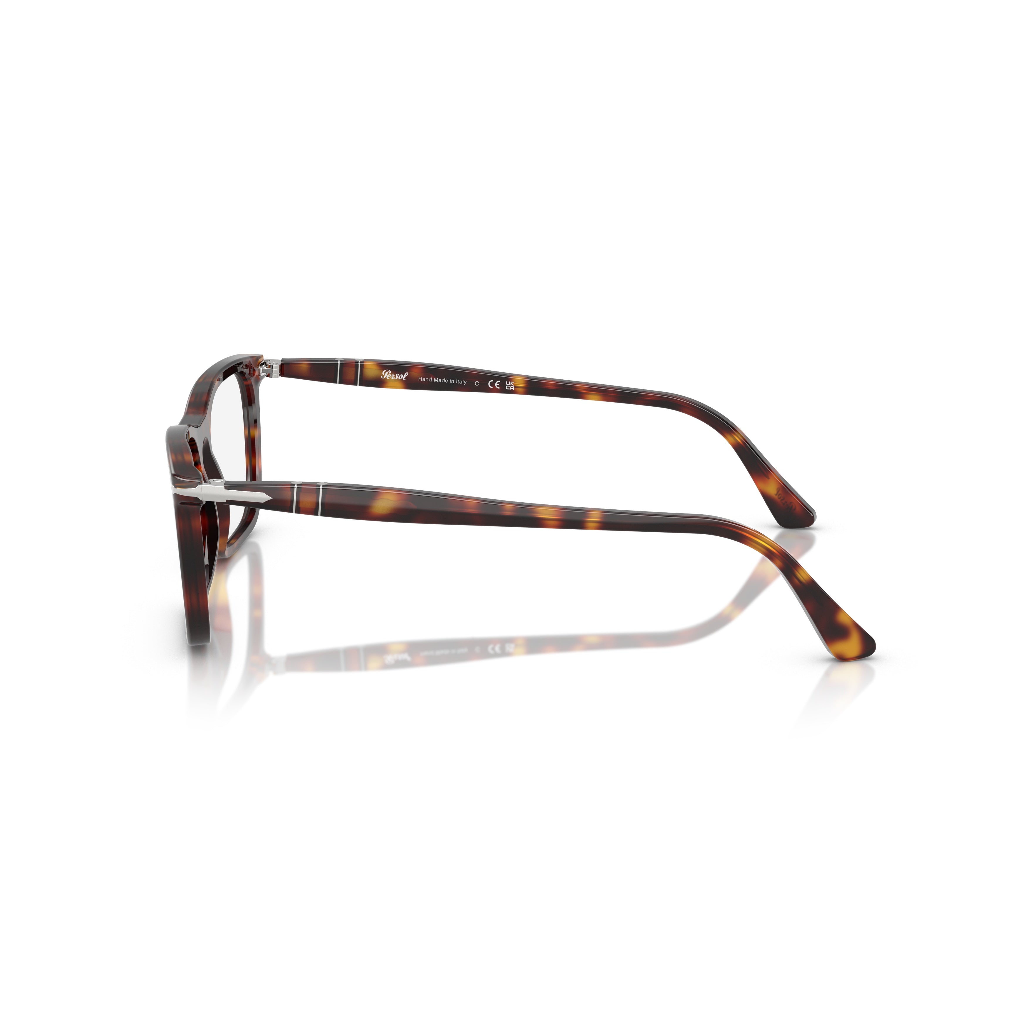 0po3358v Rectangular Tortoiseshell Eyeglasses with Metallic Accents