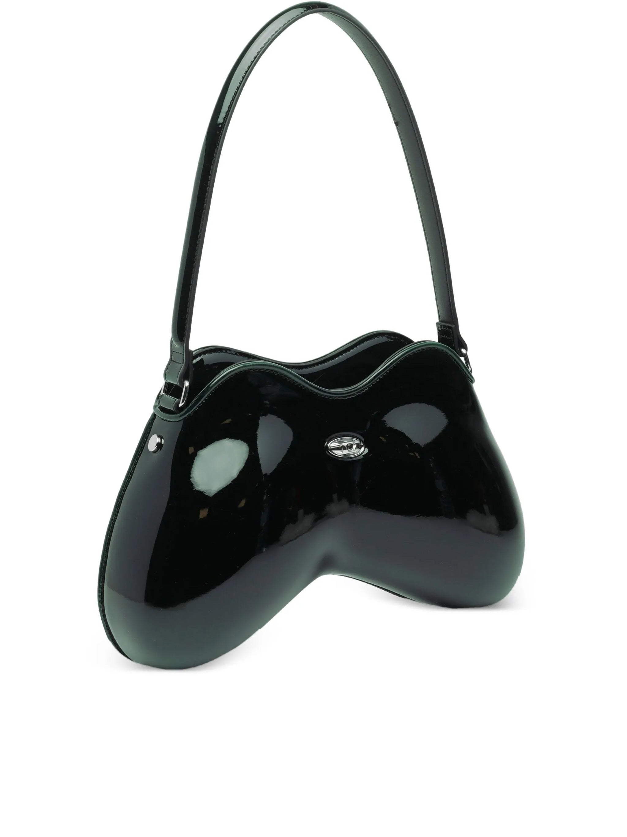 Black Play Double-D Curved Patent Handbag