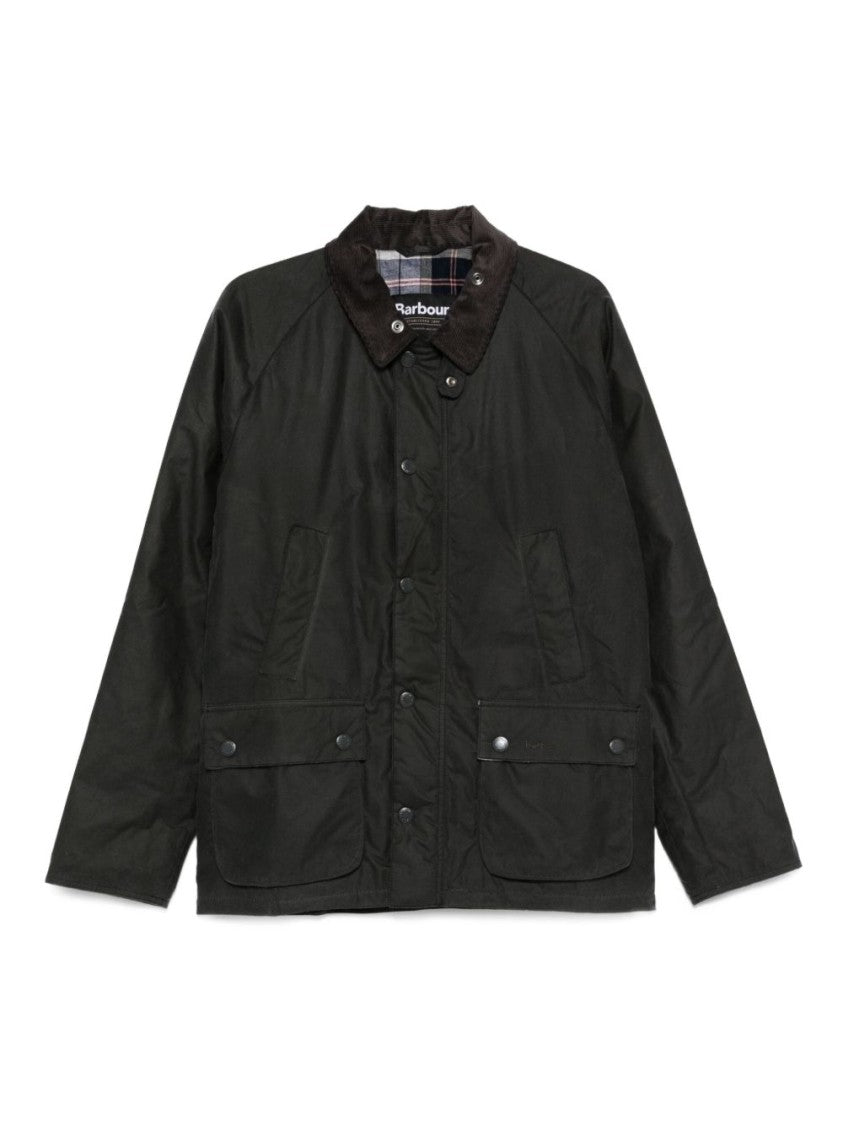 Timeless Gray Jacket with Contrasting Plaid Collar