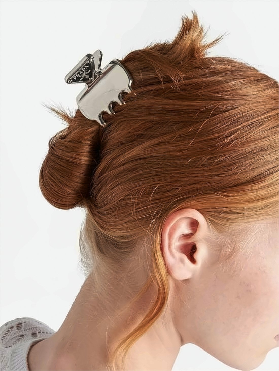 Metal Hair Claw Clip with Triangular Logo Plaque