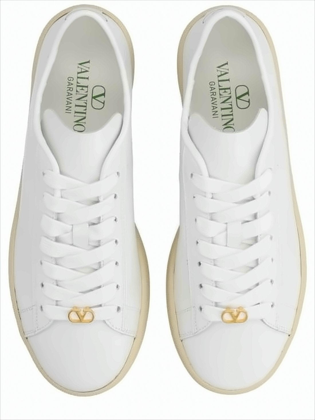 Low-Top Calf Leather Sneakers with Gold-Detail Accent