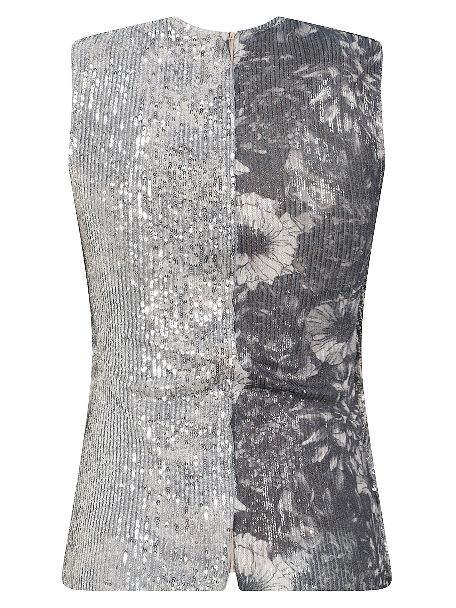 Patchwork Sleeveless Top with Shimmering Sequin Accents