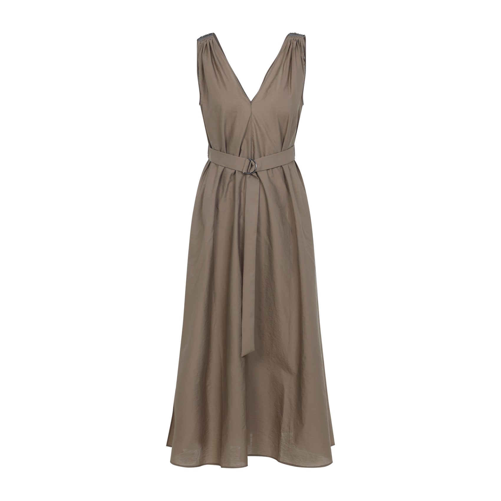Sleeveless Midi Dress with D-Ring Belt
