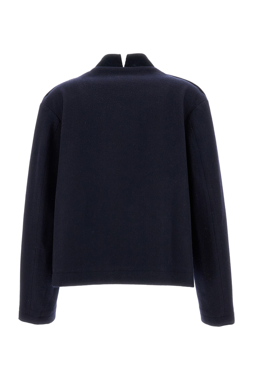 Classic Blue Jacket With Front Zipper Closure