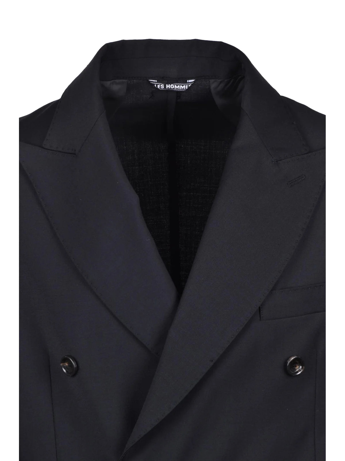 Black Double-Breasted Wool Polyester Elastane Jacket