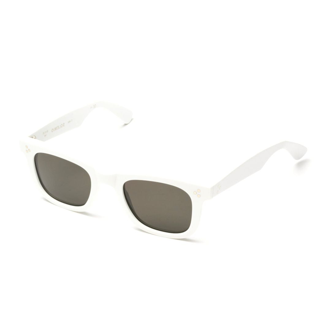 Solemio Bold Rectangular Frame Sunglasses with Glossy White Finish