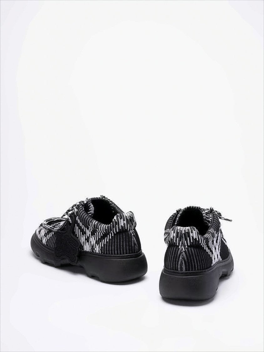 Textured Black and White Patterned Sneakers