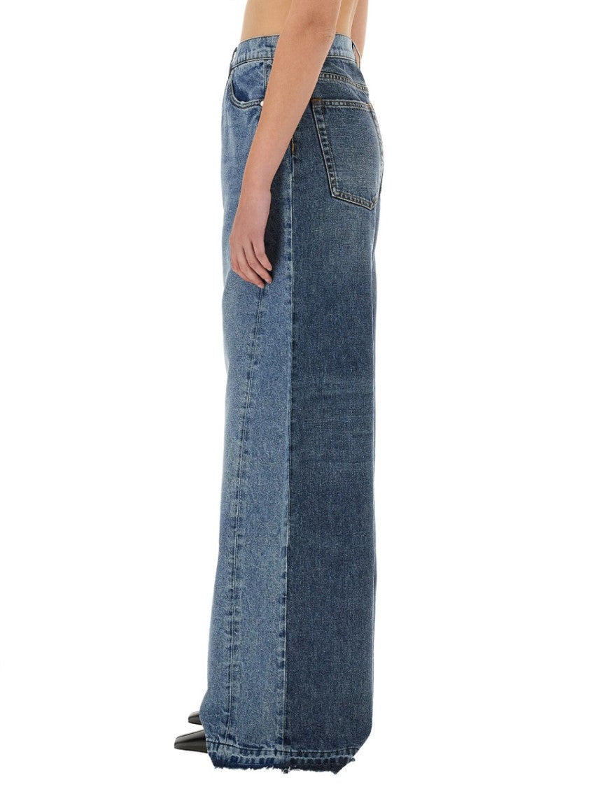 Wide-Leg Jeans With Contrasting Panels