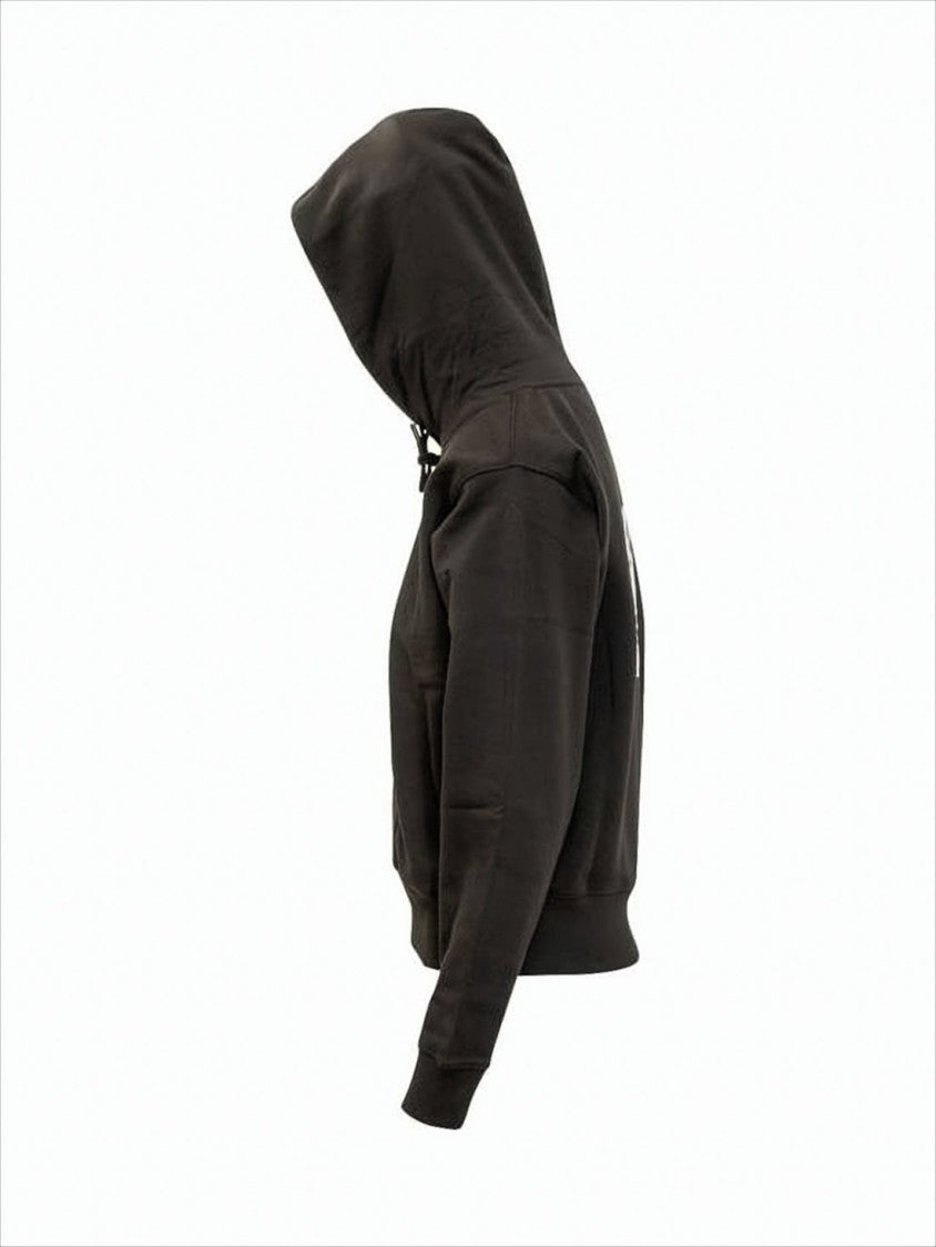 Cropped Cotton Hoodie With Drawstring Hood And Logo Detailing