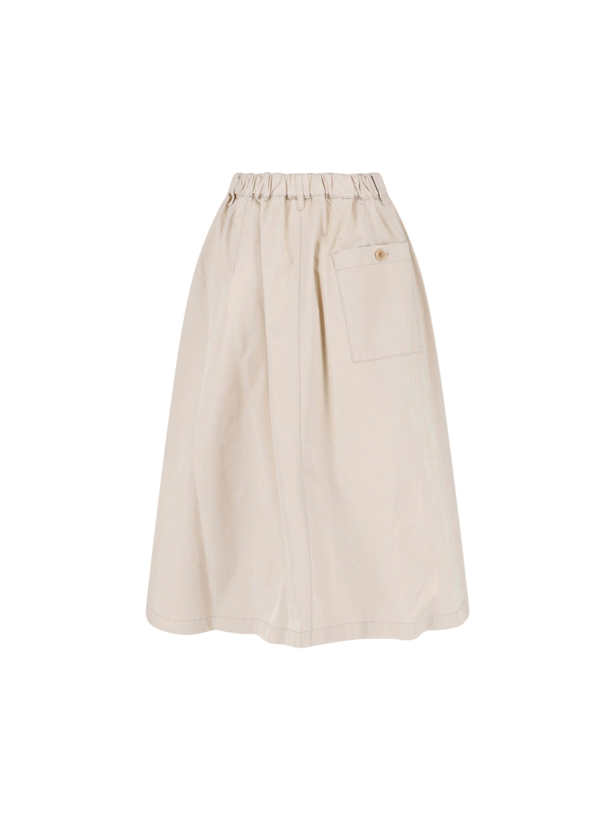 Beige Pleated Midi Cotton Skirt Skirt