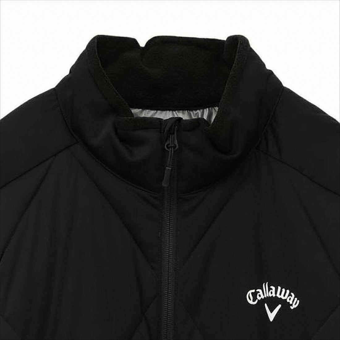 Quilted Black Casual Jacket With High Collar And Zipper Closure