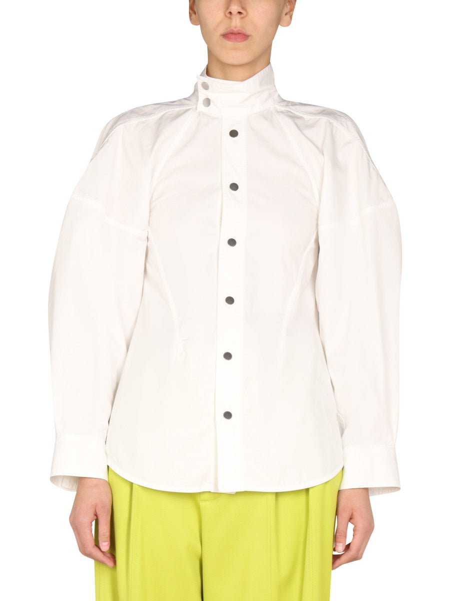 High Neck Button Closure Relaxed Fit Shirt