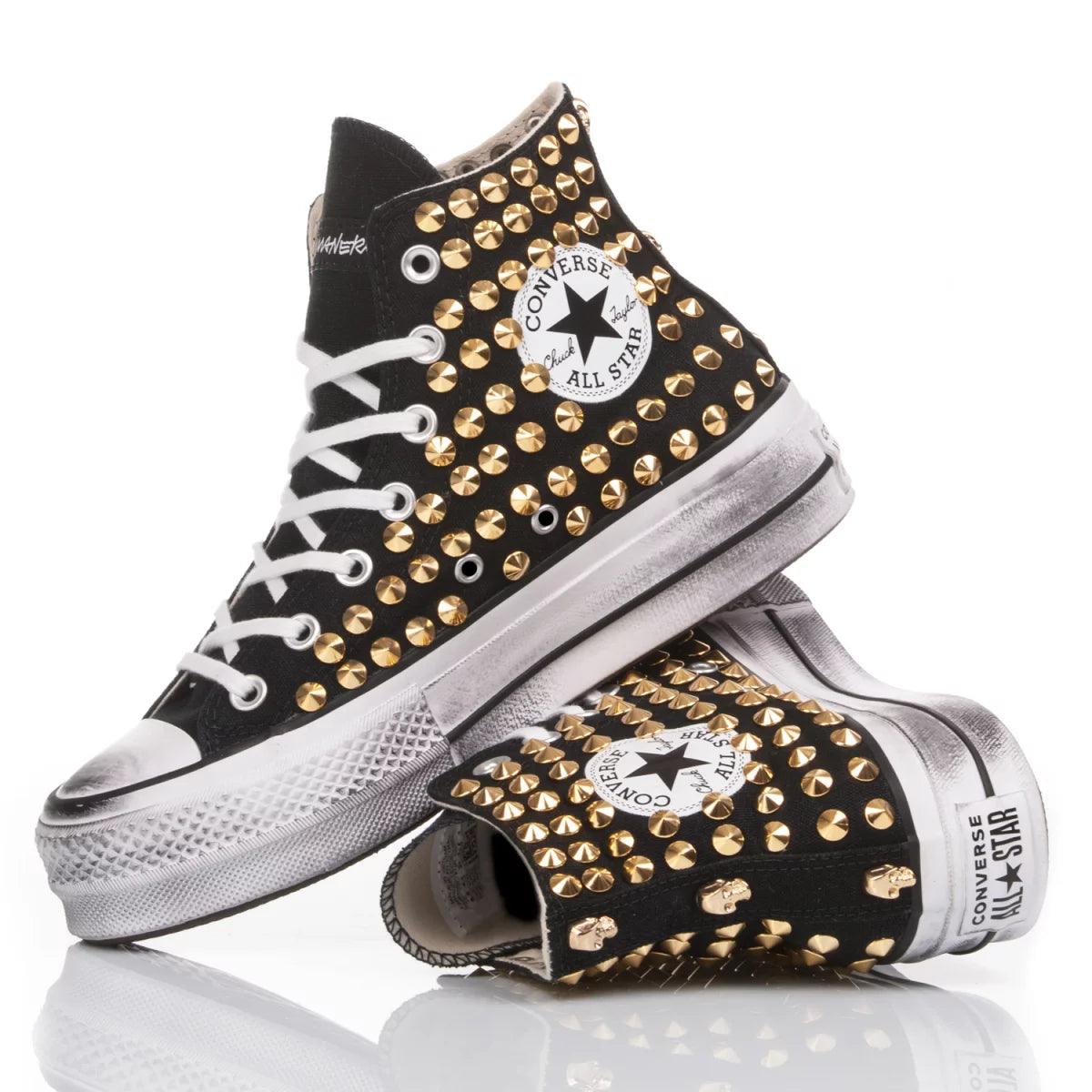Platform Black Gold Studs