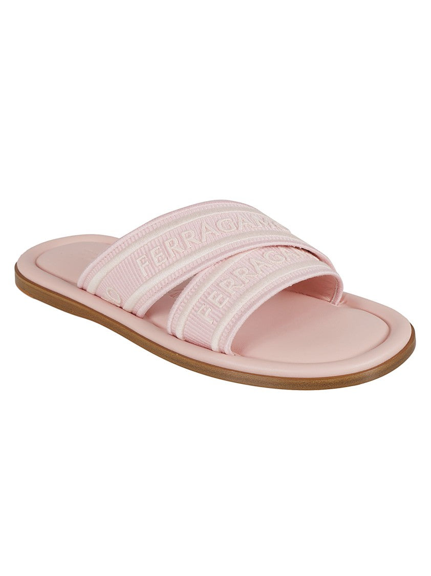 Wide Crisscross Strap Pink Sandals