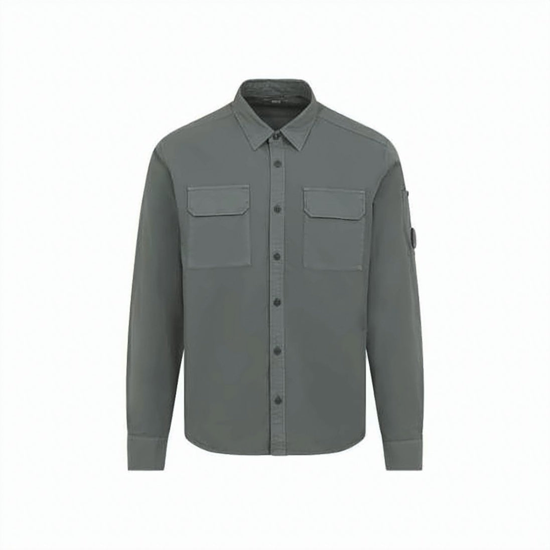 Structured Long-Sleeve Shirt with Button-Down Front and Chest Pockets