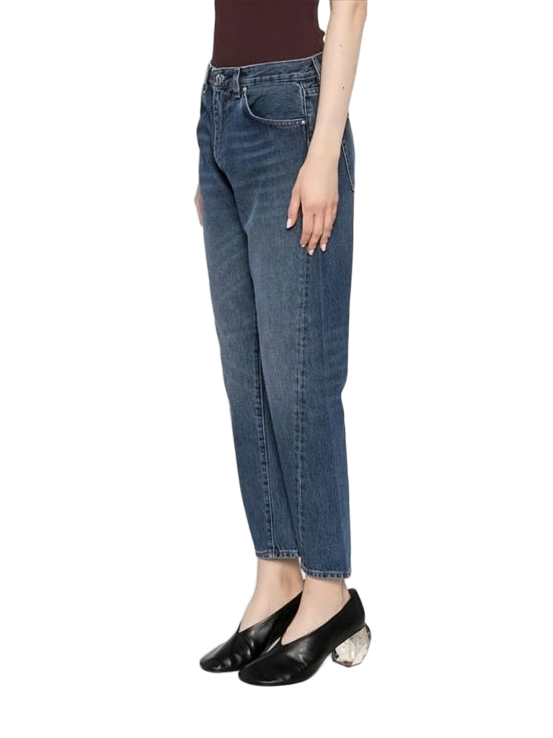 Straight-Leg Denim Pants with Raw Hem