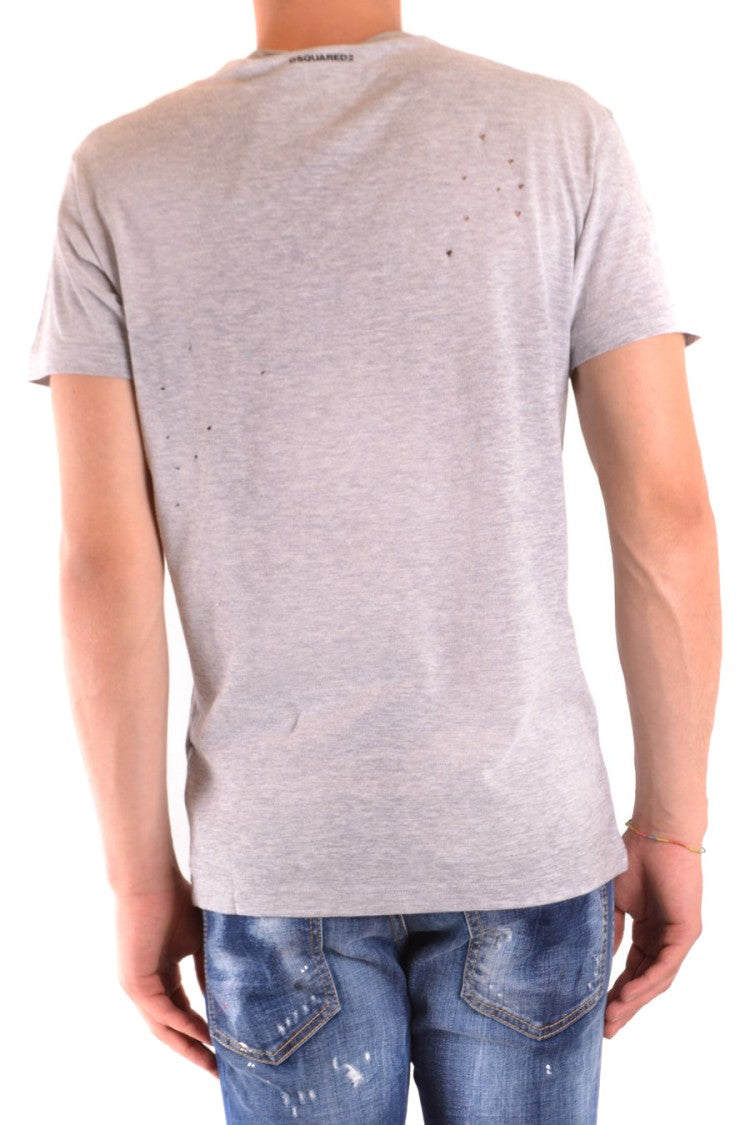Multicolor Distressed T-Shirt With Bold Icon Print