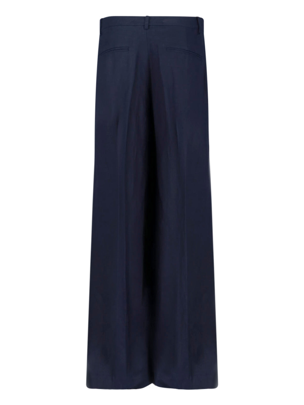Blue High-Waisted Wide-Leg Tailored Trousers
