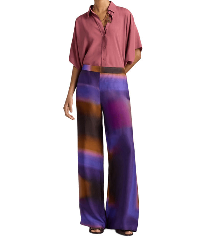 Printed Viscose Wide-Leg Trousers