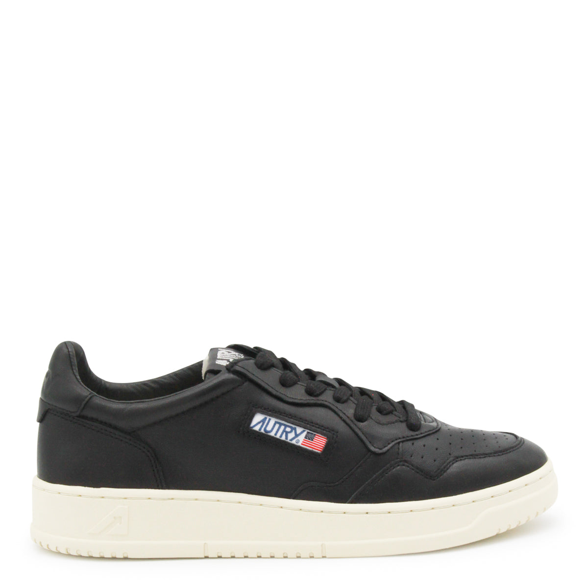 Medalist Black Leather Sneakers with Suede Accents