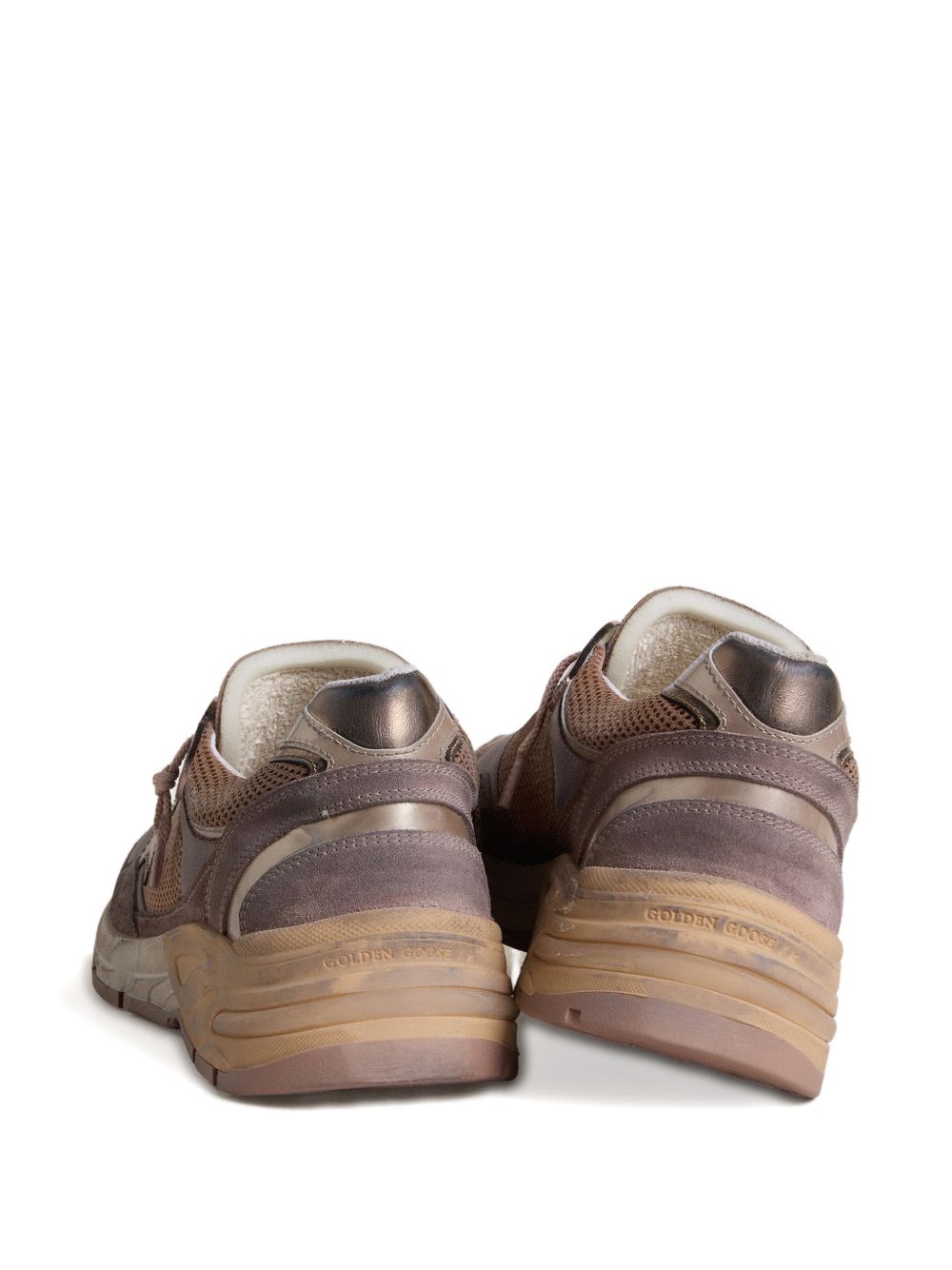 Distressed Vintage-Inspired Sneakers with Silk and Nylon Blend